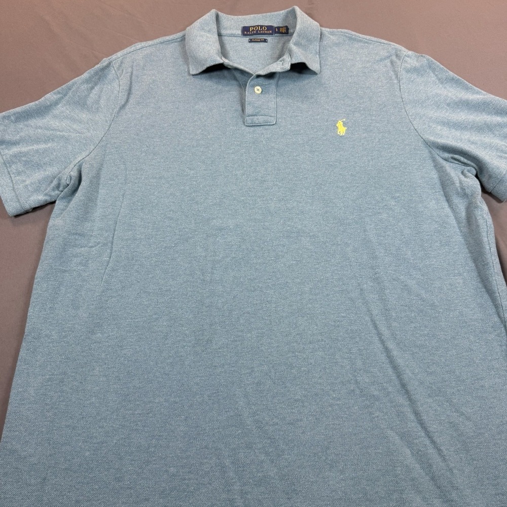 Polo Ralph Lauren Mens Large Classic Fit Light Blue Short Sleeve 100% Cotton